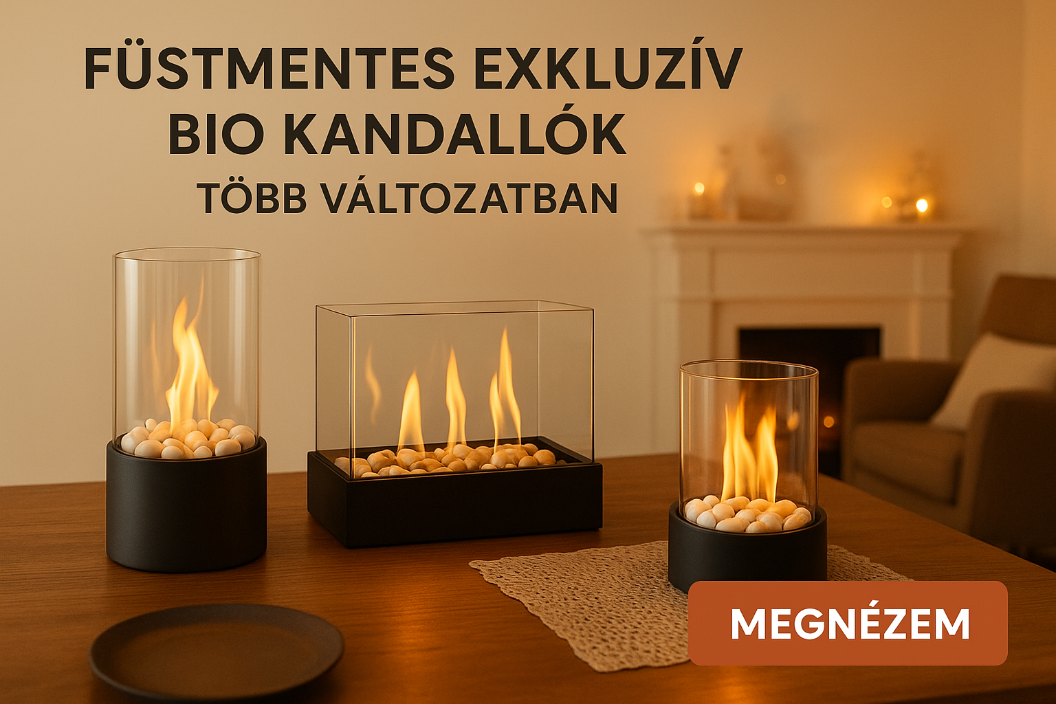 🔥 Füstmentes exkluzív bio kandallók több változatban
